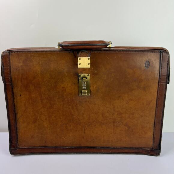 Hartmann Tan Belting Leather Gladstone Style Lawyers Briefcase Attache Collect. - Picture 1 of 16